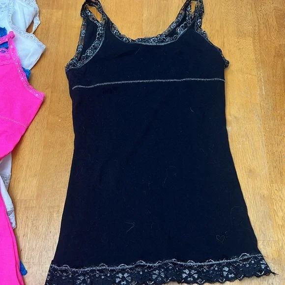 6 Justice size 14 girls camisoles w shelf bra. Pink, blue, mint, 2 white, black - Picture 3 of 5